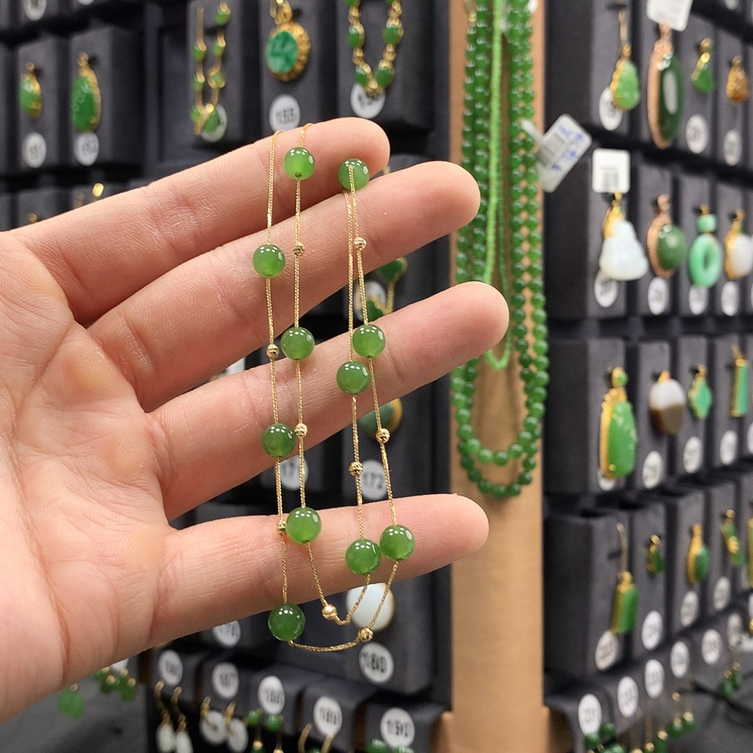 和田玉颈饰18K金镶嵌