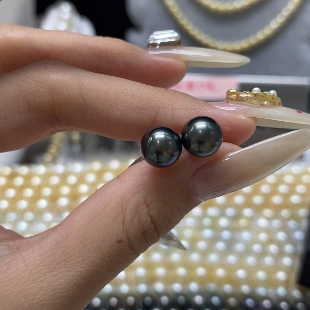 海水珍珠耳饰银S925镶嵌