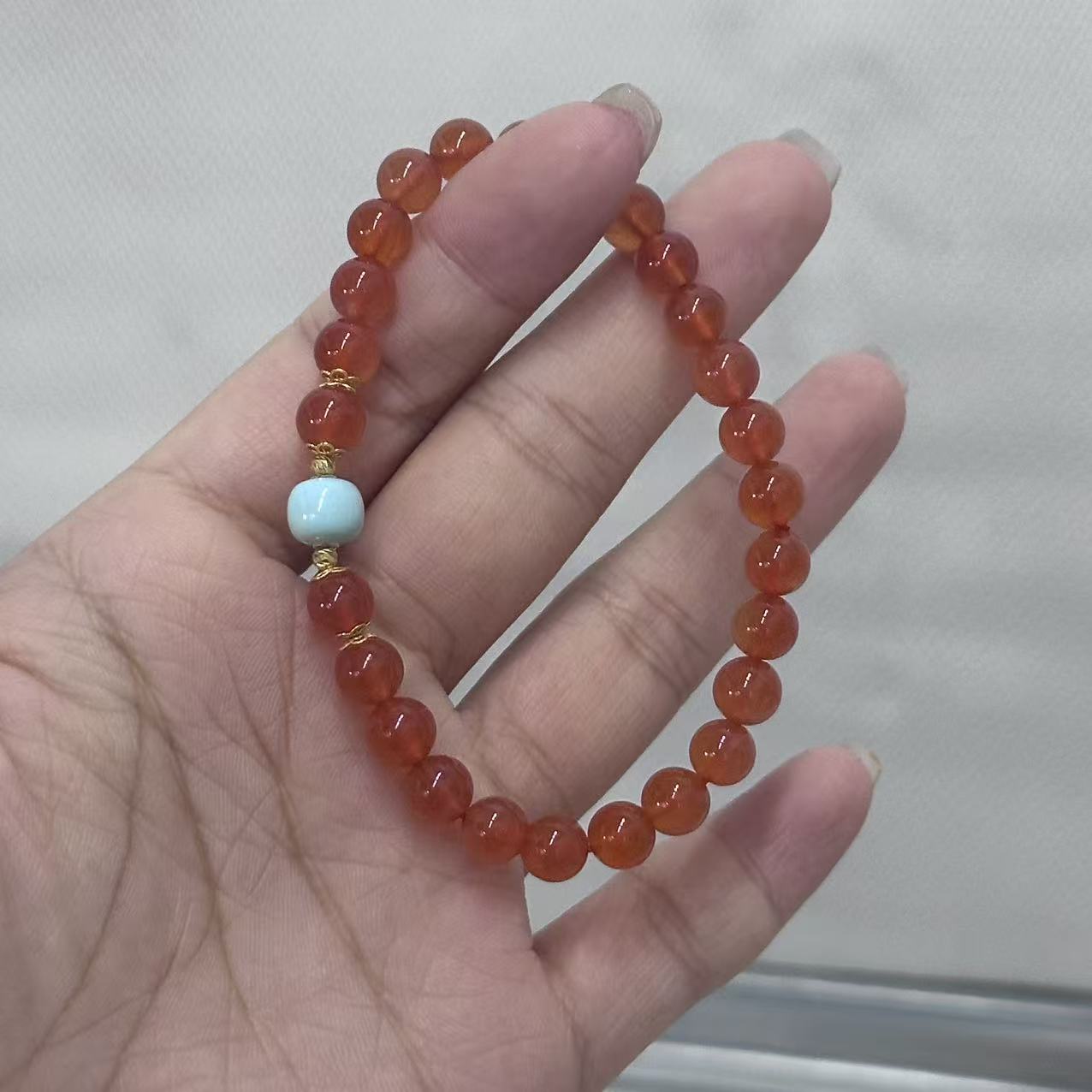 【不二】冰红18K金DIY手串6.5mm（多样性发）