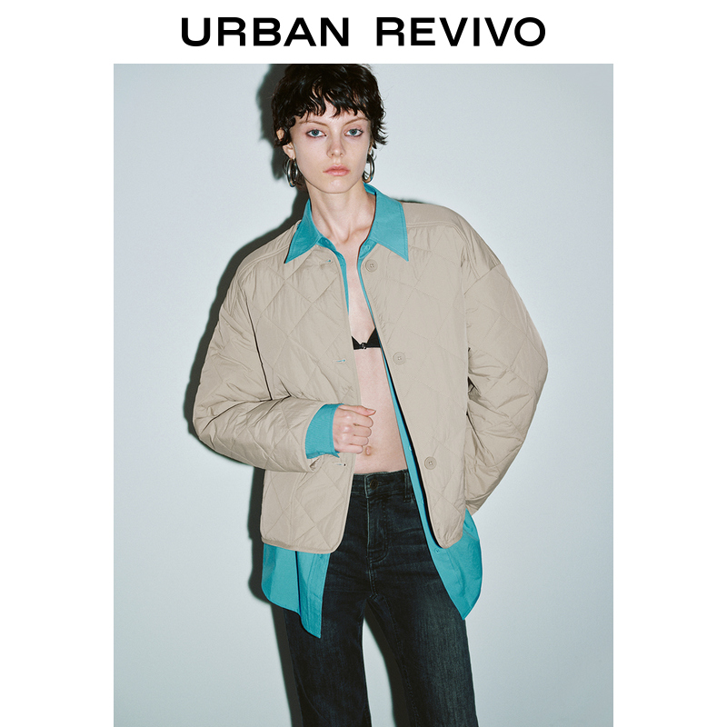 UR女装时尚休闲百搭菱格绗缝圆领棉服UYY140002