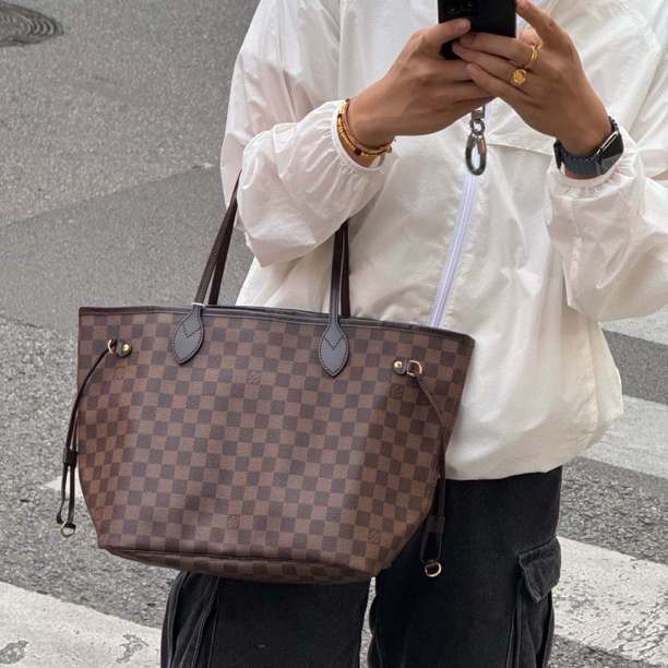 99新 LouisVuitton/路易威登 LV棋盘格托特中号托特包经典复古