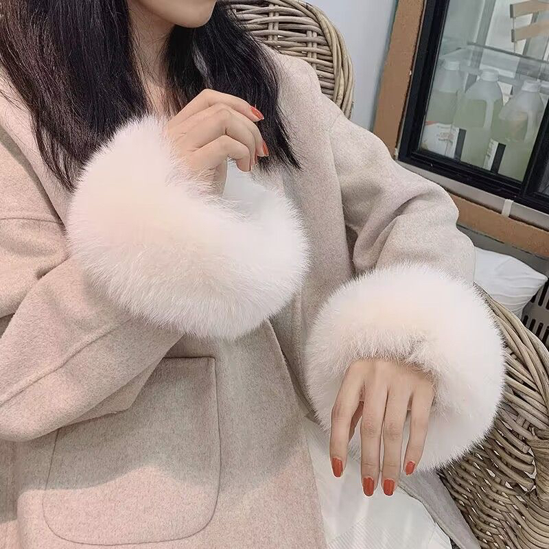 2025年网红时尚加厚真毛狐狸毛袖口毛毛