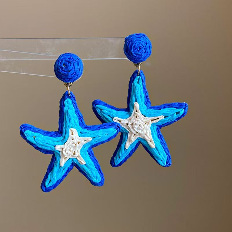 合金布艺耳饰 海星星 夸张个性海星度假风耳坠