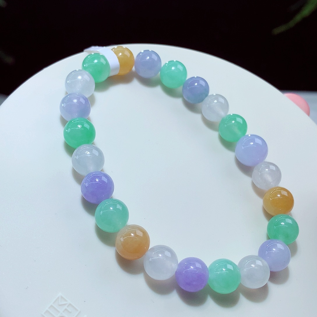 未镶嵌手链翡翠梦幻马卡龙卡8mm