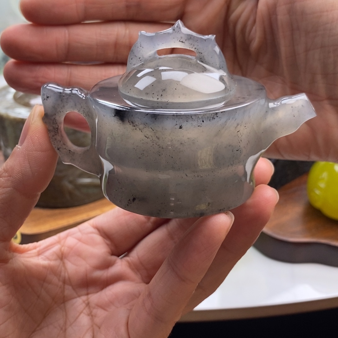 岫玉未镶嵌四大名玉手把壶40cc