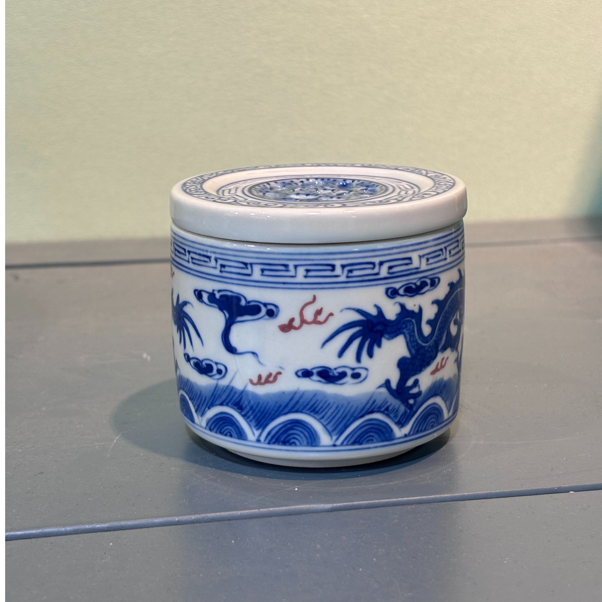 景德镇陶瓷青花釉里红龙纹香炉