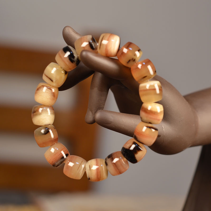 非金属木质手链 西藏天然高贵羊角老型手串直切文玩手链男女