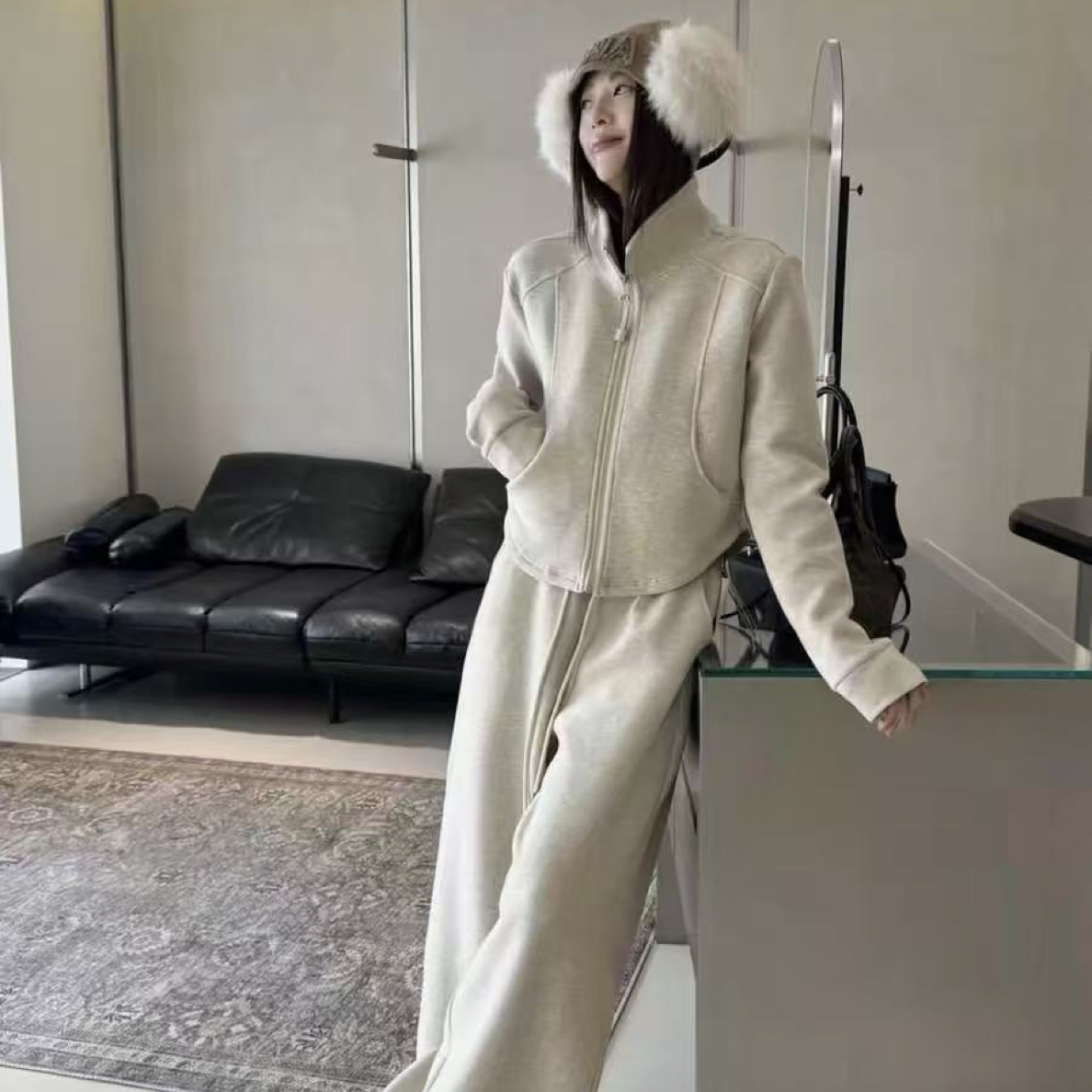 小橙子  立领加绒休闲套装（no退换）