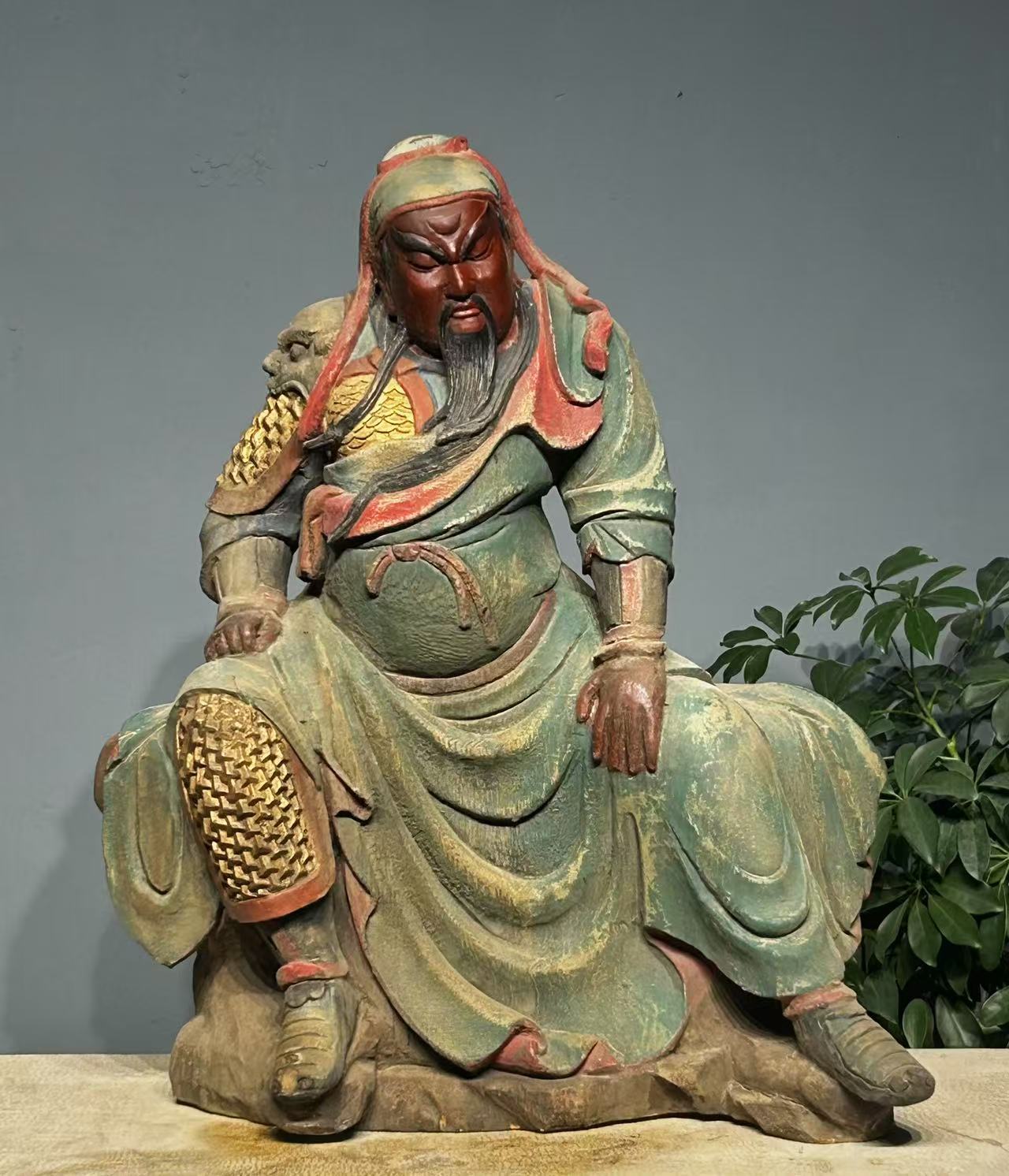 木雕关公摆件摆件  皮壳沧桑完整