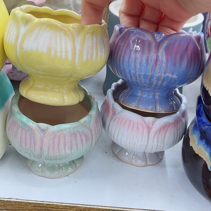 多肉绿植陶瓷花盆9.9包邮，有孔