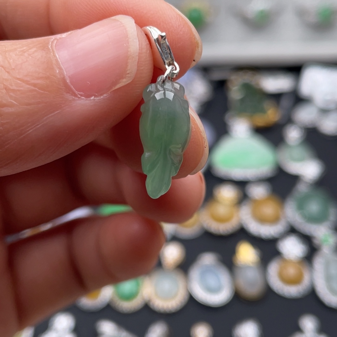 翡翠银S925镶嵌吊坠(不含链)