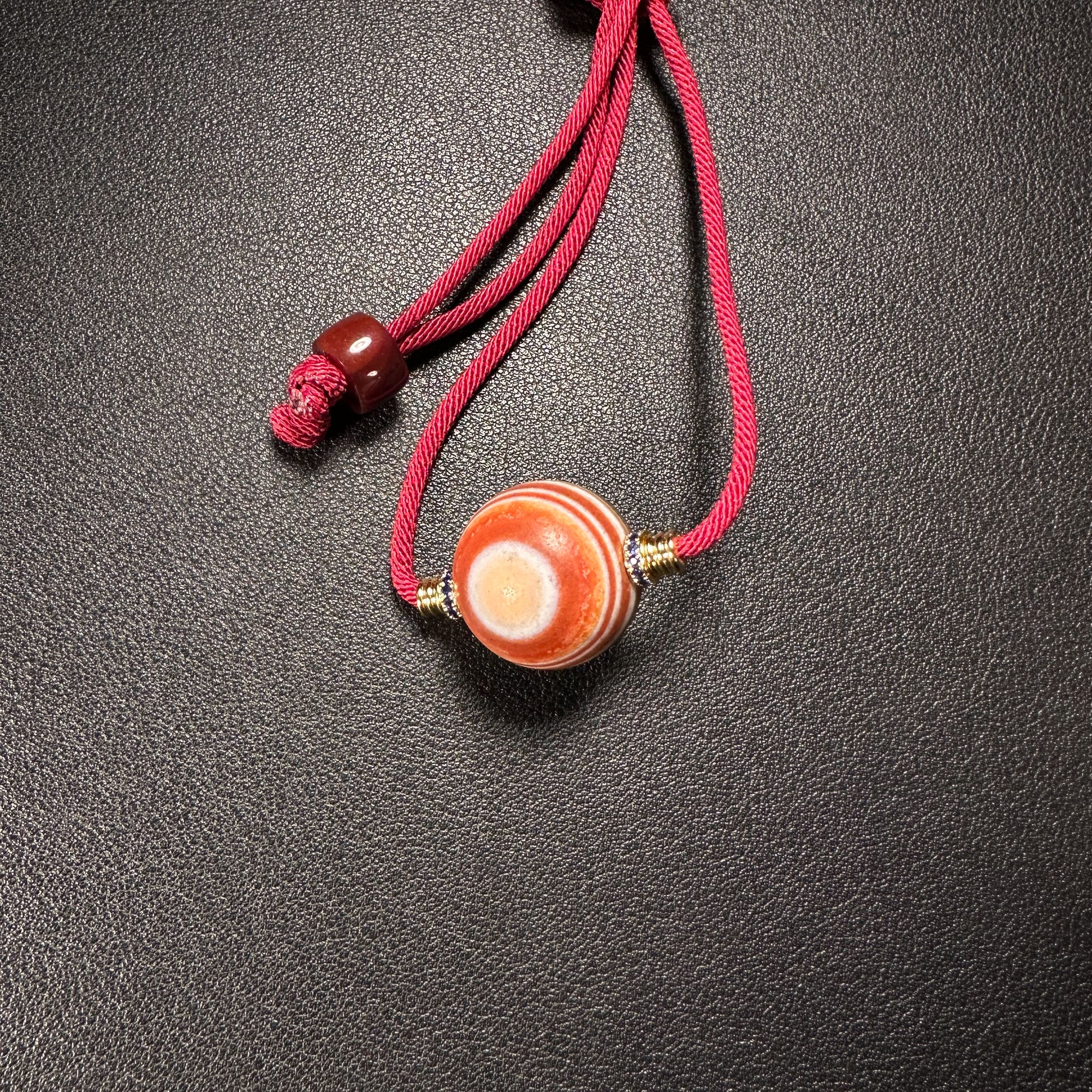 19世纪带眼“腰缠万贯”玛瑙挂件 333-601