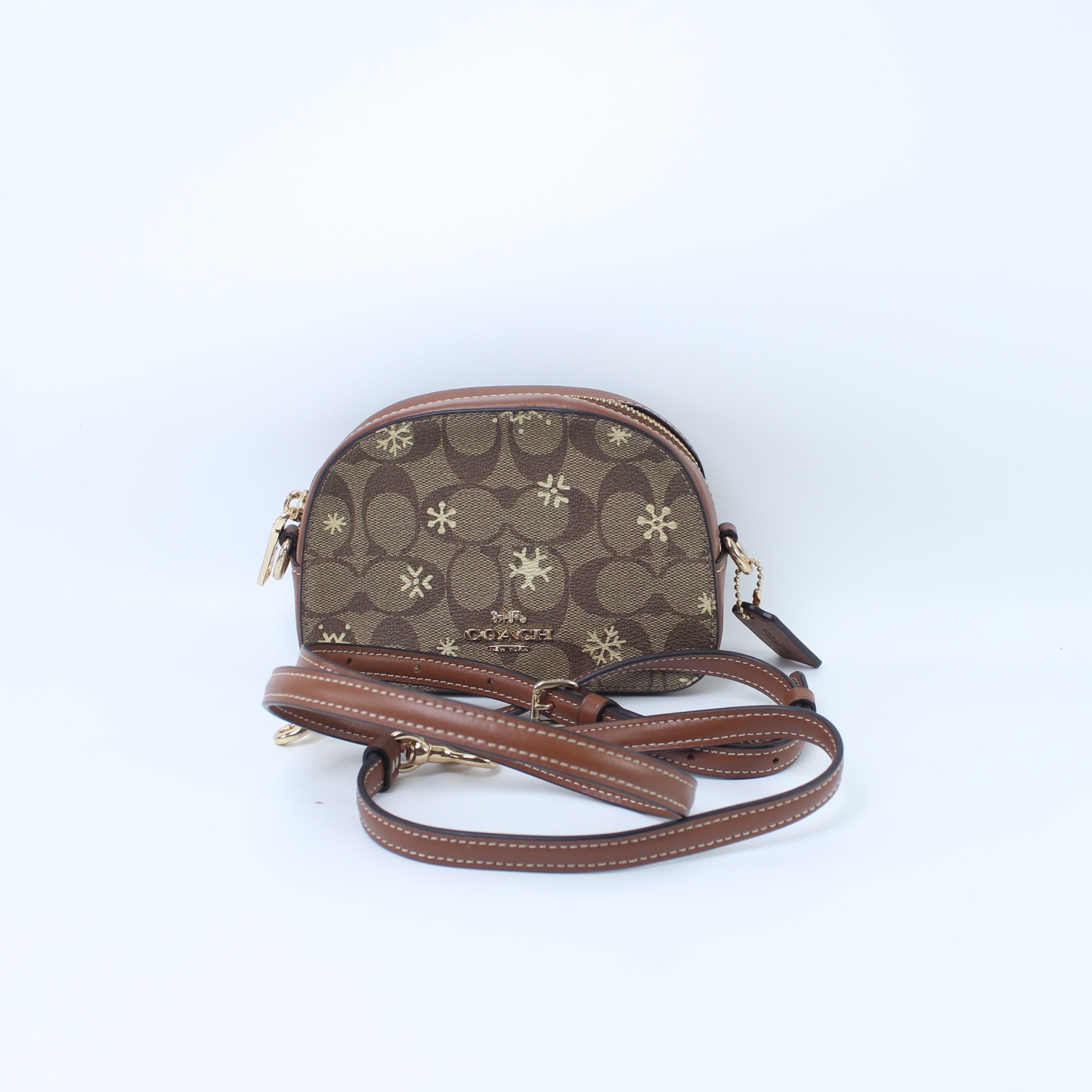 95新 COACH/蔻驰 老花贝壳形单肩斜挎包