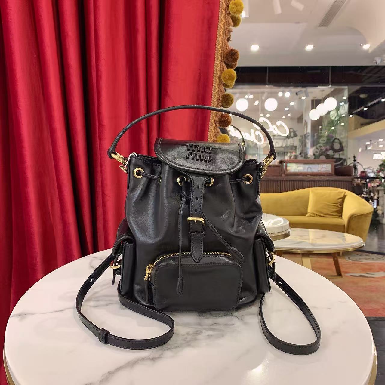 95新 MIU MIU/缪缪 缪缪25s双肩包书包小号芯片款32256412