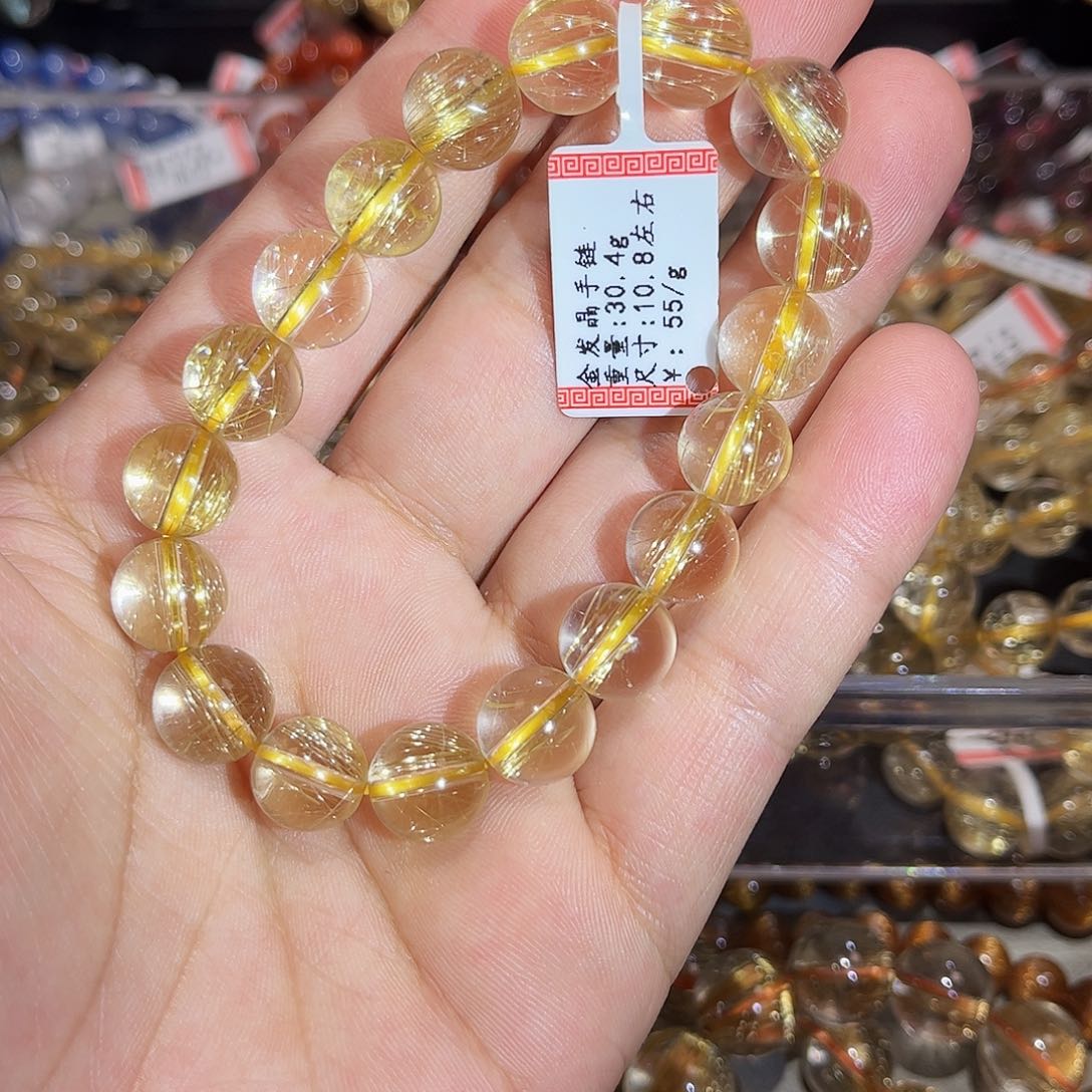 水晶手链未镶嵌金发晶手串