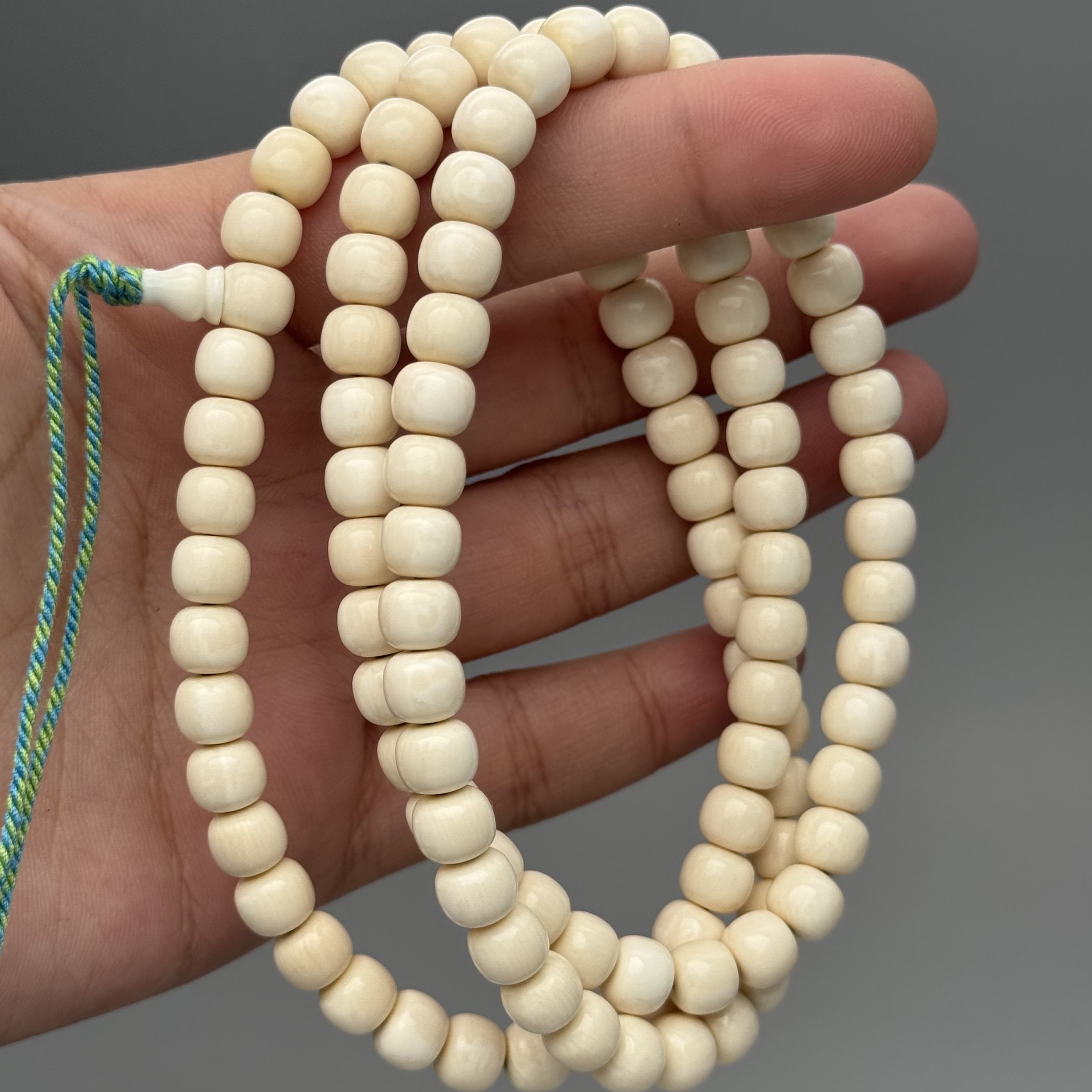 DEZHI/德志【雪龙】7*6mm水印老型108颗长串保真天然猛犸牙B7601