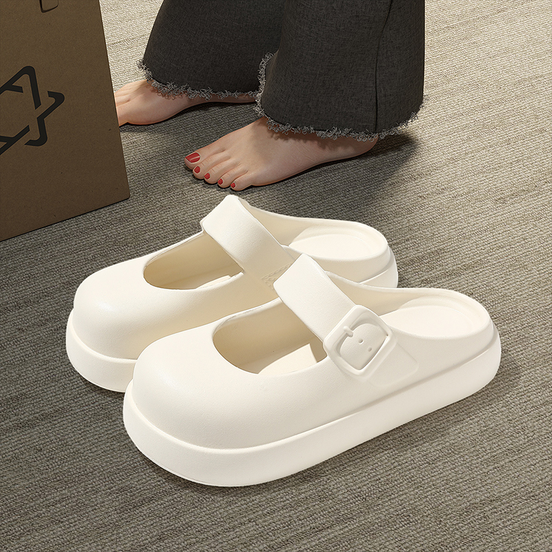 玛丽珍洞洞鞋女款夏季2025新款海边沙滩防滑防臭eva包头半拖鞋女