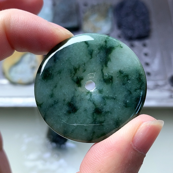 颈饰未镶嵌翡翠缅甸翡翠飘花平安扣