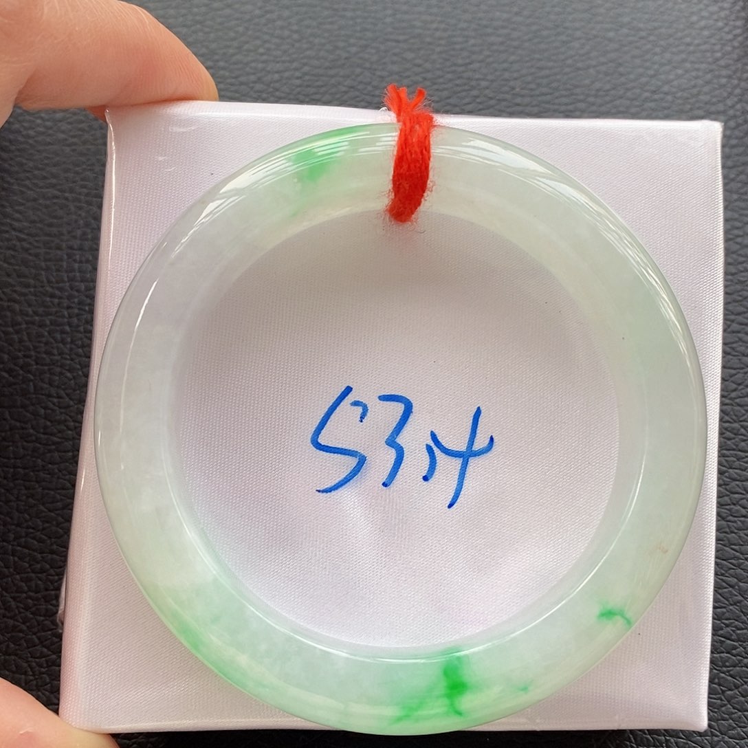 翡翠手镯未镶嵌9冰飘阳绿花9