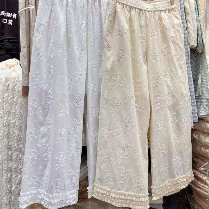 木木家 满绣木耳边直筒裤