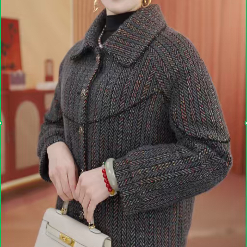 X1199经典百搭小香风短款（加棉加厚）外套2025新款妈妈秋冬厚款