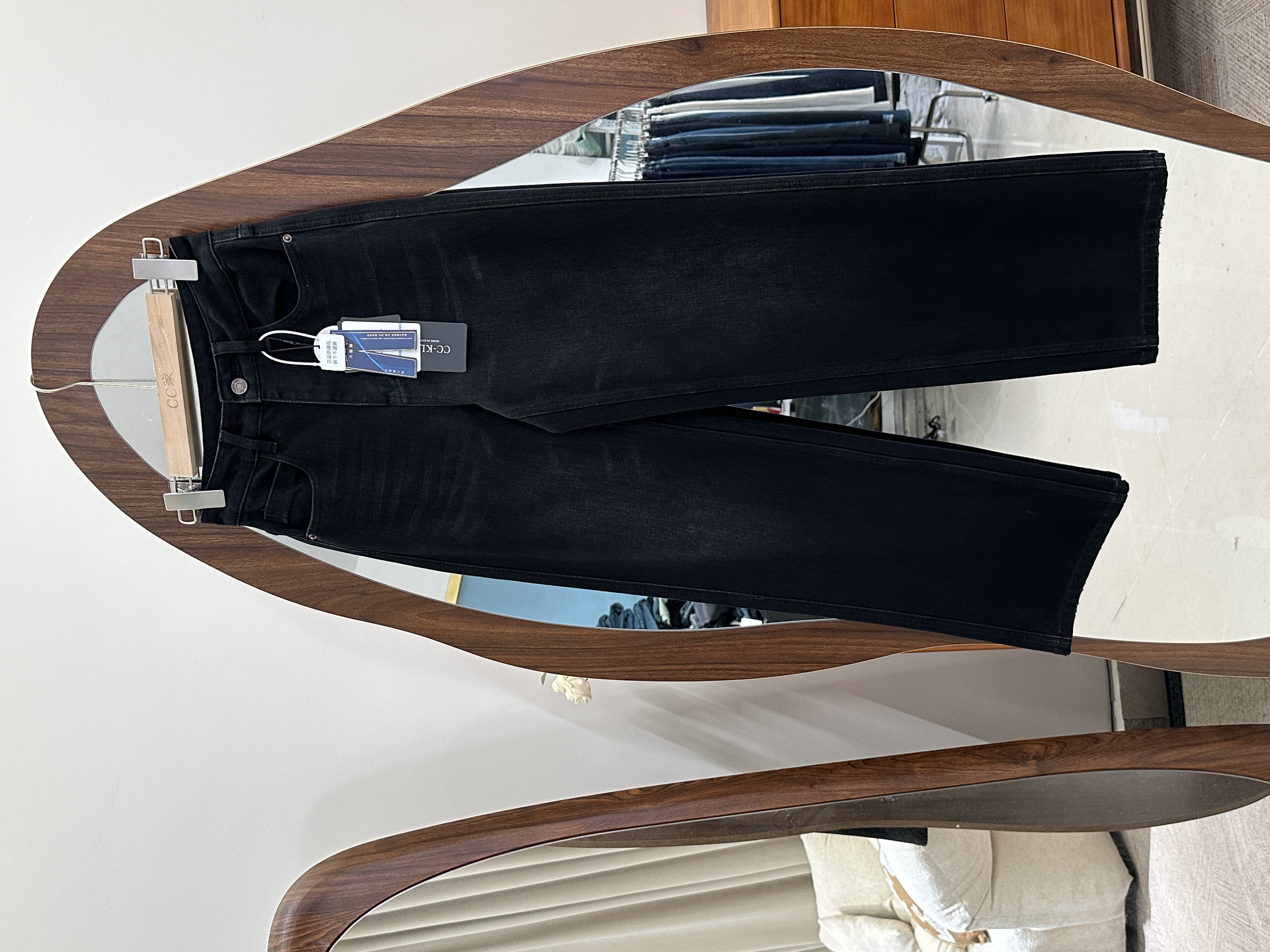 【C9070】镇店之宝八面弹 赫本黑灰 抗皱不变形 显瘦微阔直筒牛仔裤