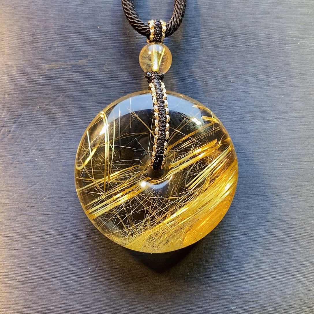 水晶颈饰未镶嵌天然钛晶平安扣吊坠