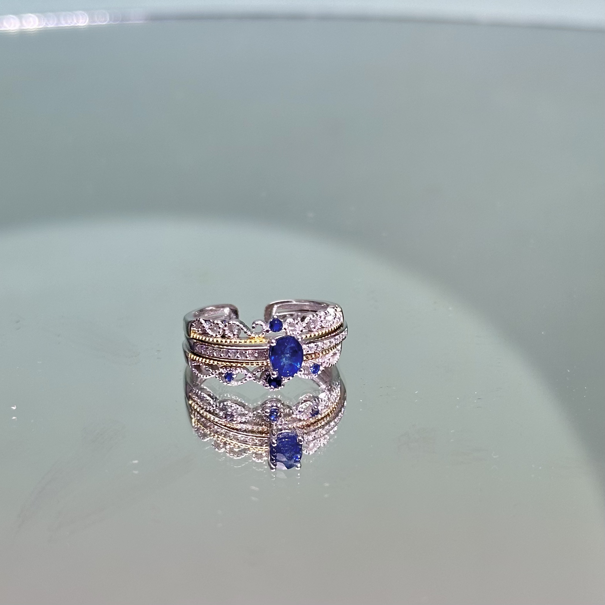 天然蓝宝石设计感两用款戒指 多样性发其一  SYR1154-A