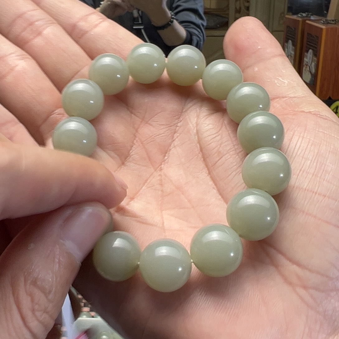 和田玉手串未镶嵌小**师卡14圆珠