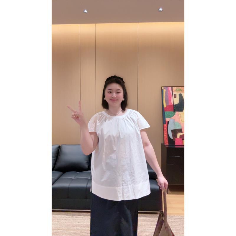 TAOJIAFAMILY【褶皱圆领t】短袖宽松型韩版老钱风松弛感女装LW0006