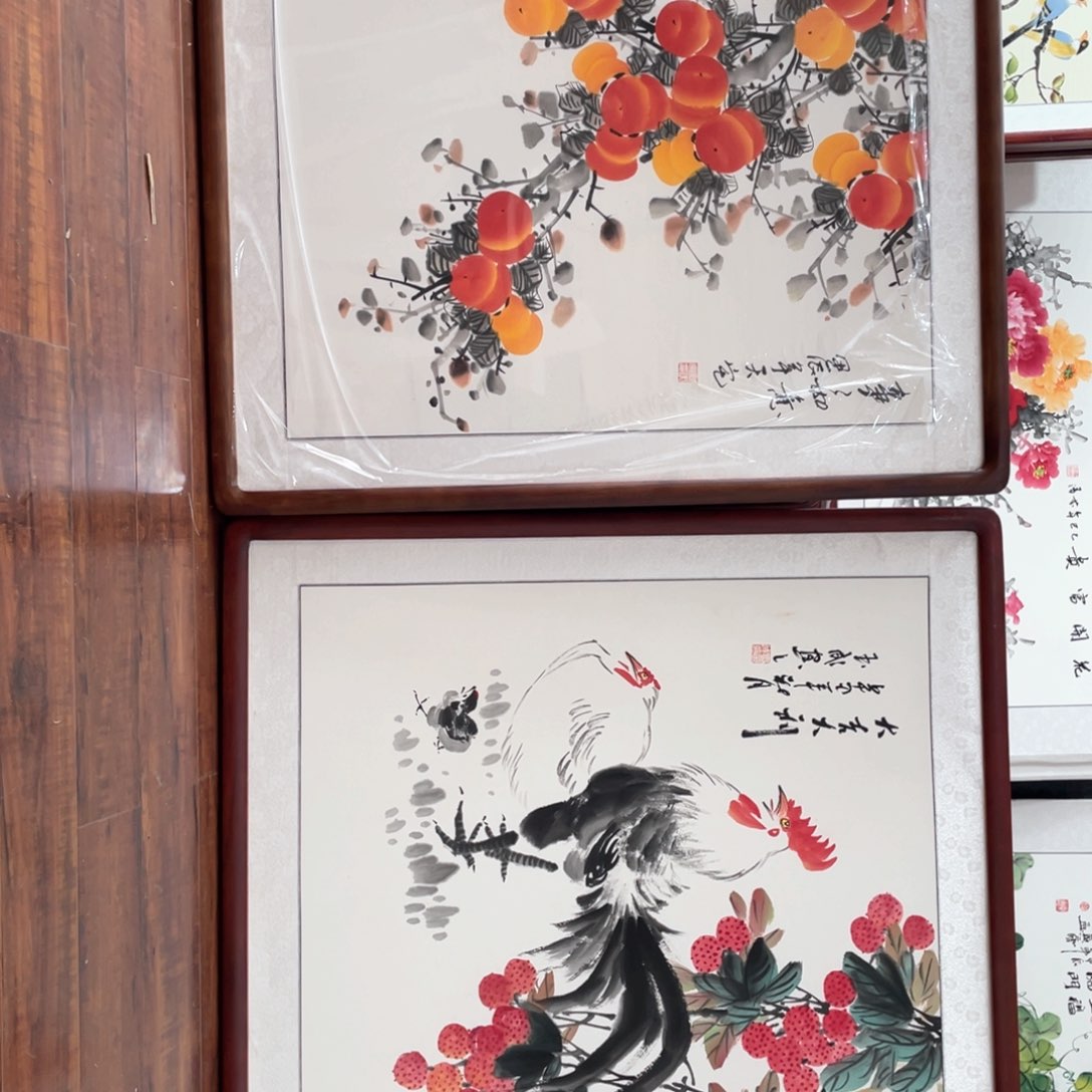 国画风**旧带框尺寸83*83厘米
