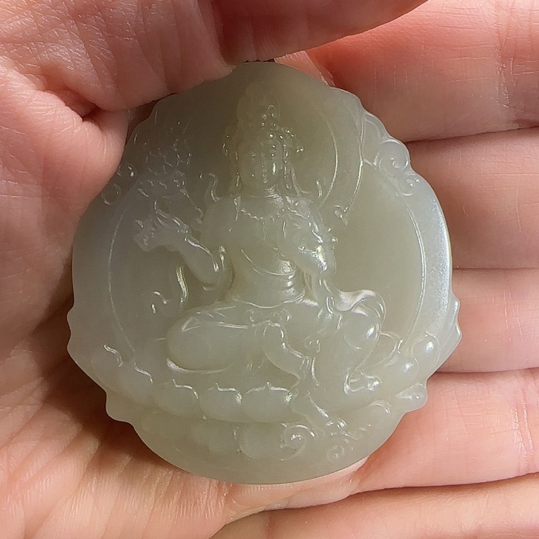 ****9和田玉未镶嵌颈饰和田玉青海料观音吊坠