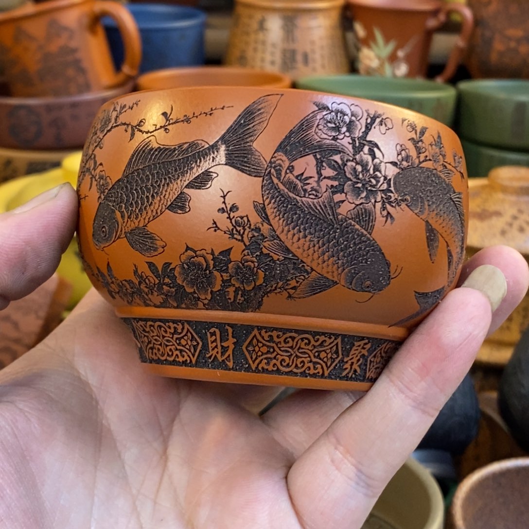 紫砂杯子宜兴全手工紫砂杯