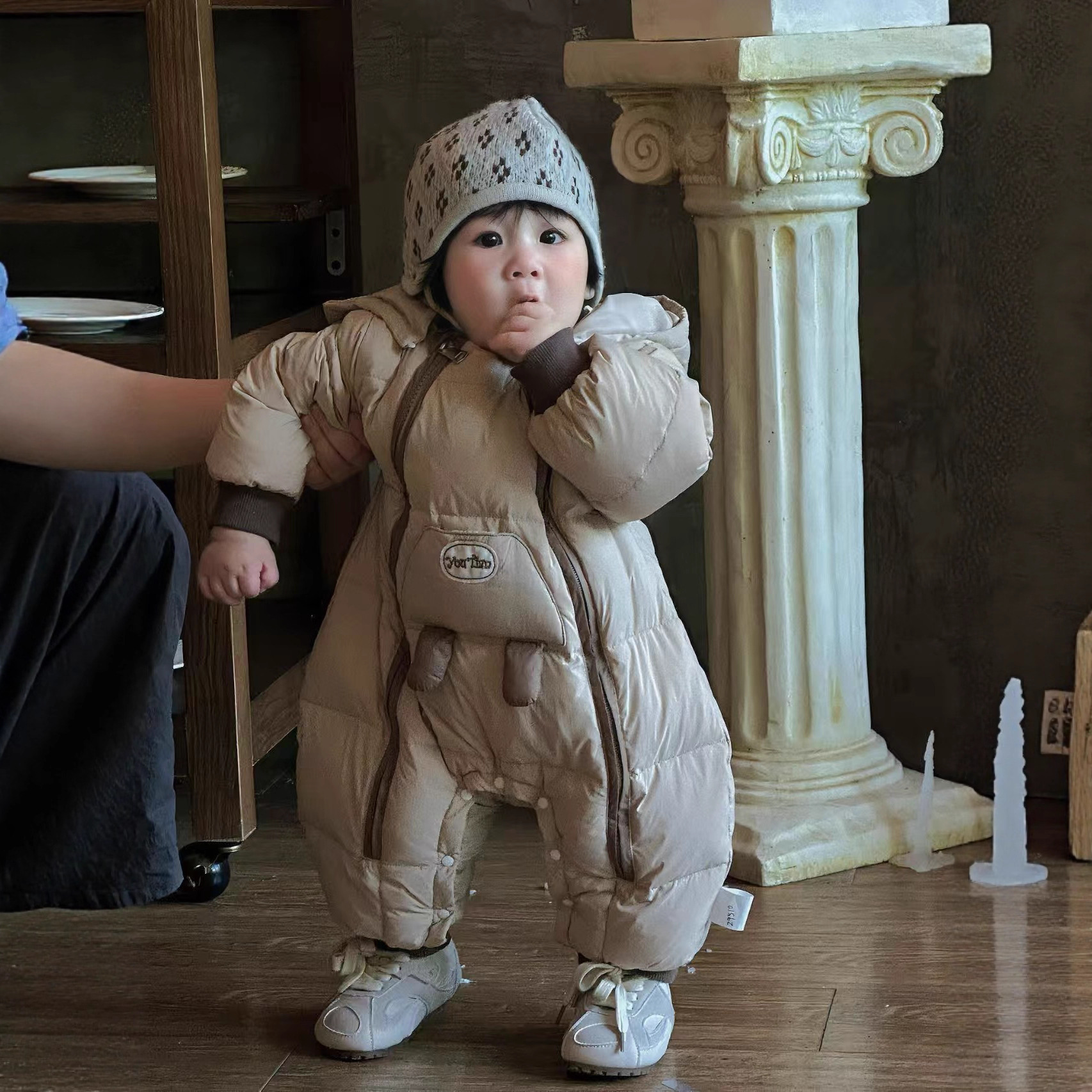 新生婴儿羽绒服连体衣加厚宝宝外出抱衣韩版考拉双拉链羽绒服9510