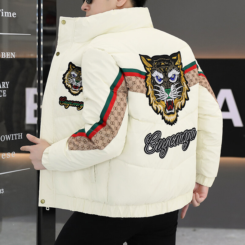 男士冬季潮流帅气烫钻大老虎立领高端轻奢百搭立领男装外套 A03