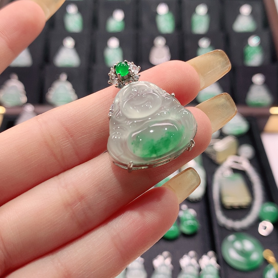 石英质玉银S925镀金镶嵌颈饰