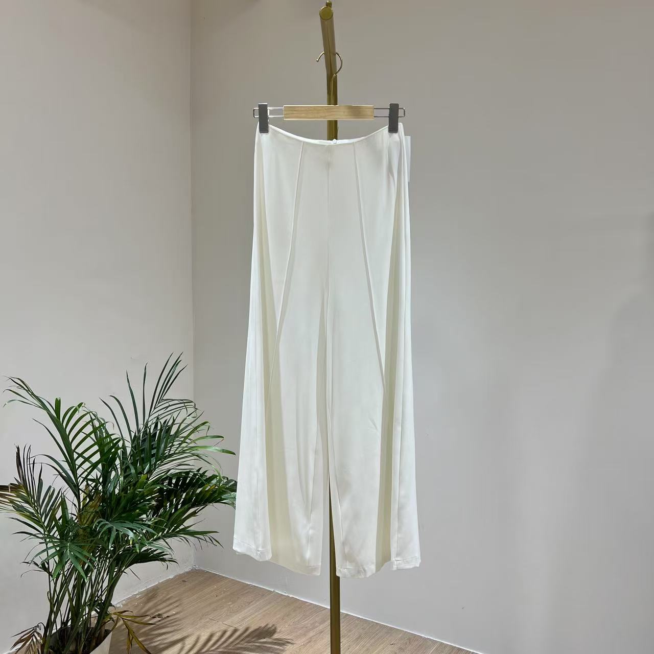 S4314欧货时尚百搭高腰微喇休闲裤2025春秋新款高级感直筒阔腿裤