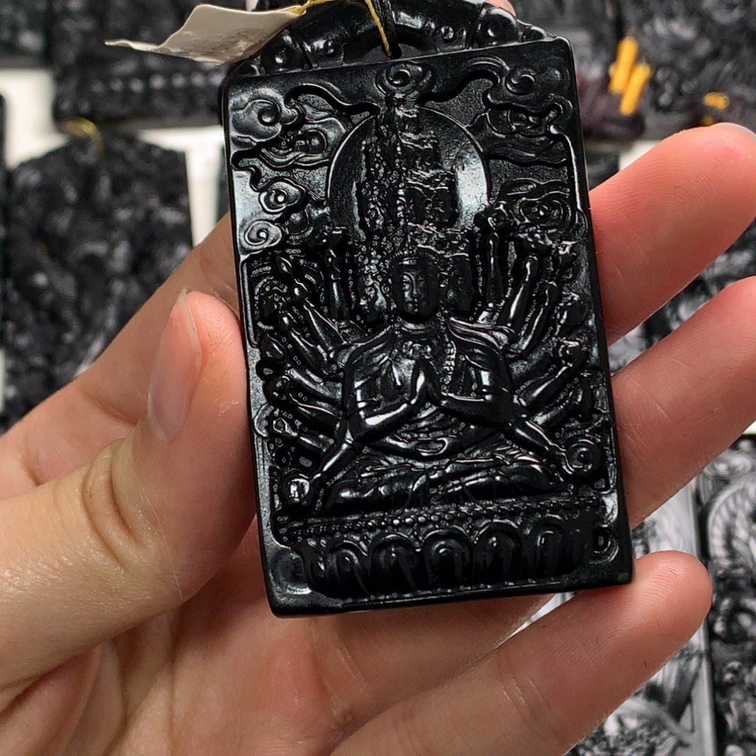 天然缅甸a货钢琴黑挂件