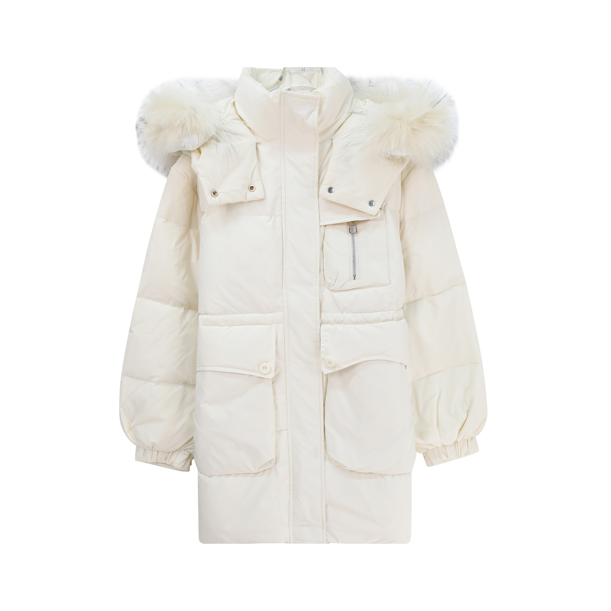 连帽纯色韩系简约保暖加厚收腰气质羽绒服U264