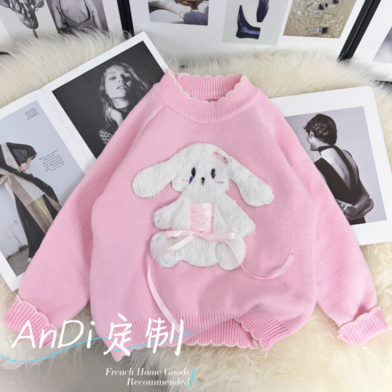 〖ANDI〗安迪秋冬款新款女童毛衣设计感兔子毛衣5304