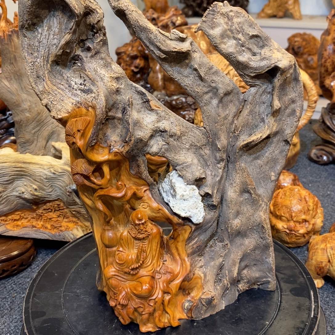 柏木（崖柏）汉****码陈化原皮达摩摆件