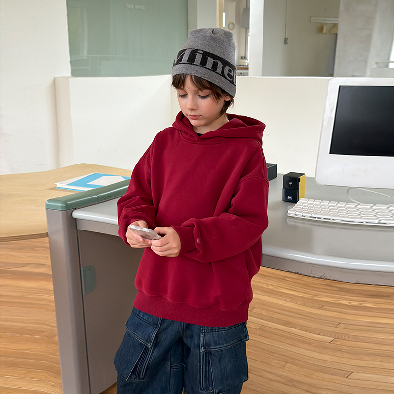 Mast亲子装加绒连帽卫衣中大童2025冬季青少年男女宽松加厚上衣