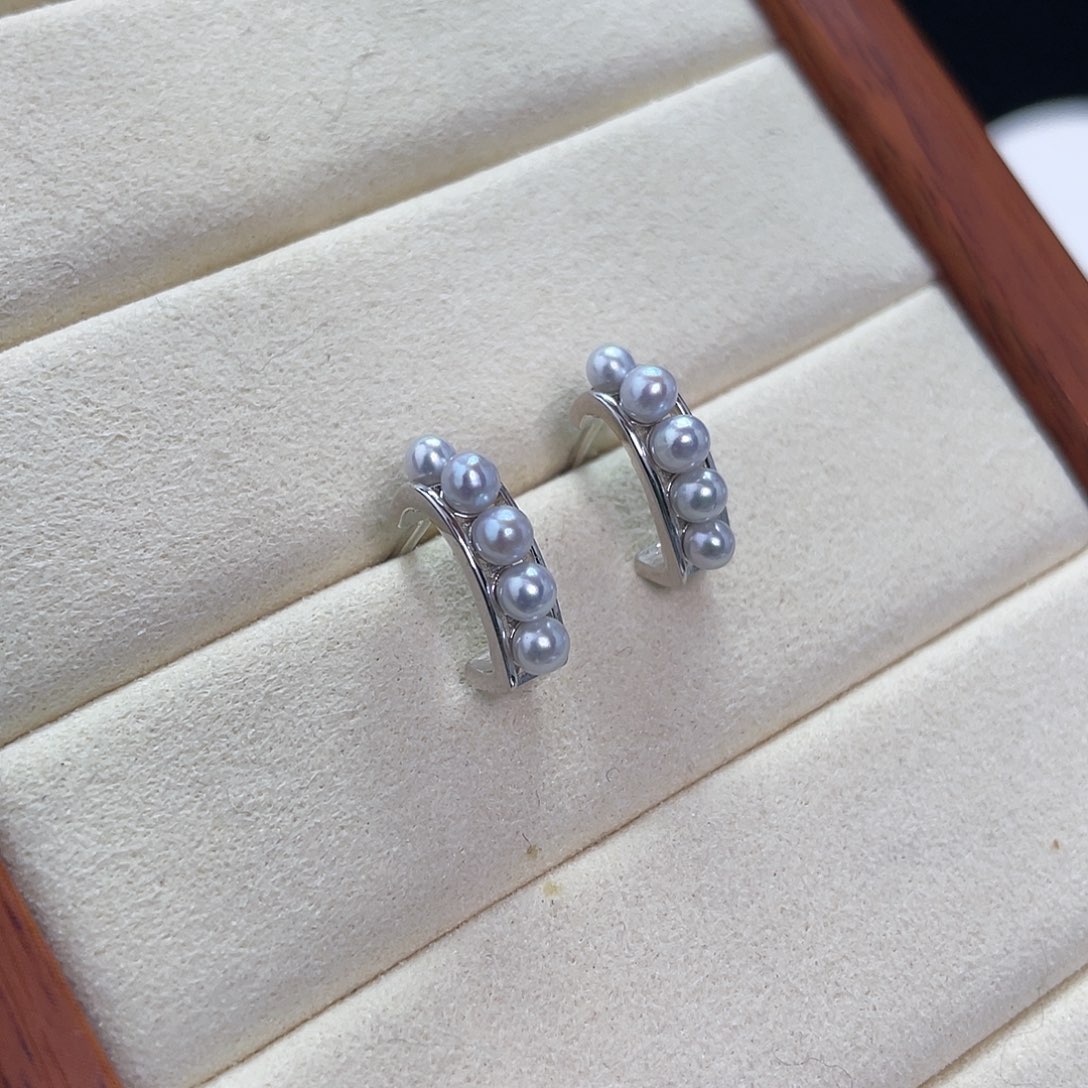 淡水珍珠耳饰银S925镶嵌