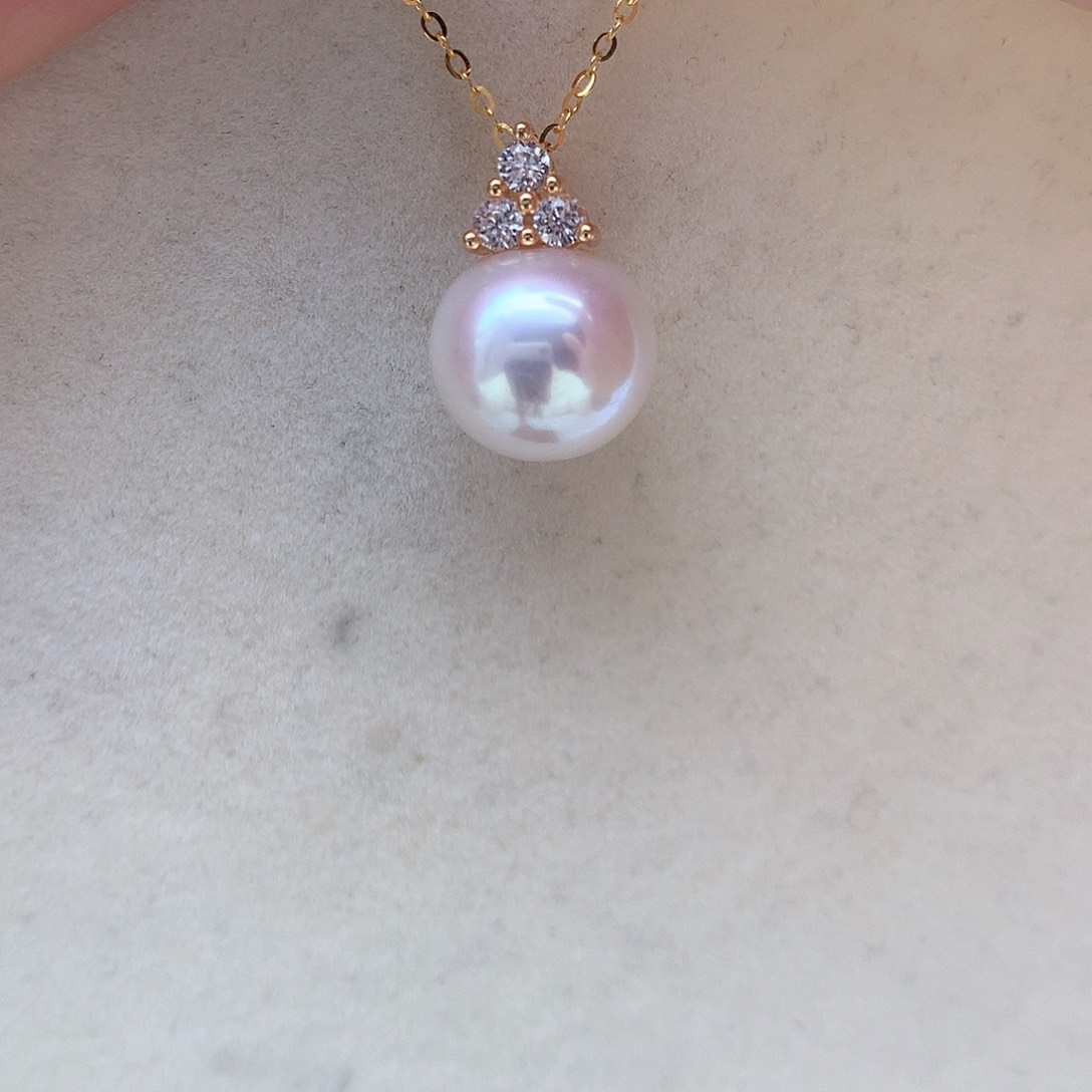 淡水珍珠11-12mm吊坠银S925镶嵌