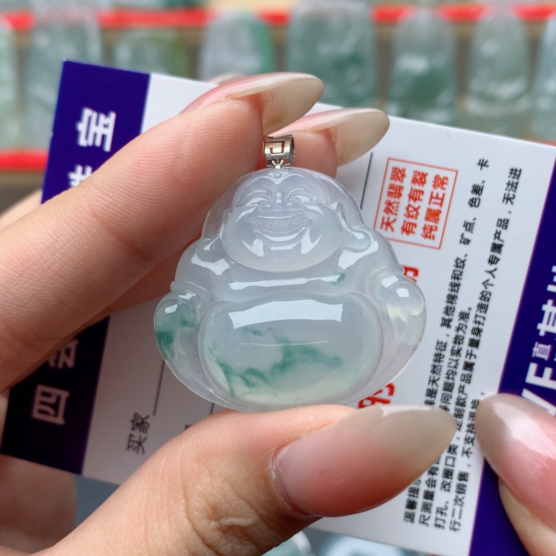 翡翠颈饰18K金镶嵌王**笨佛公