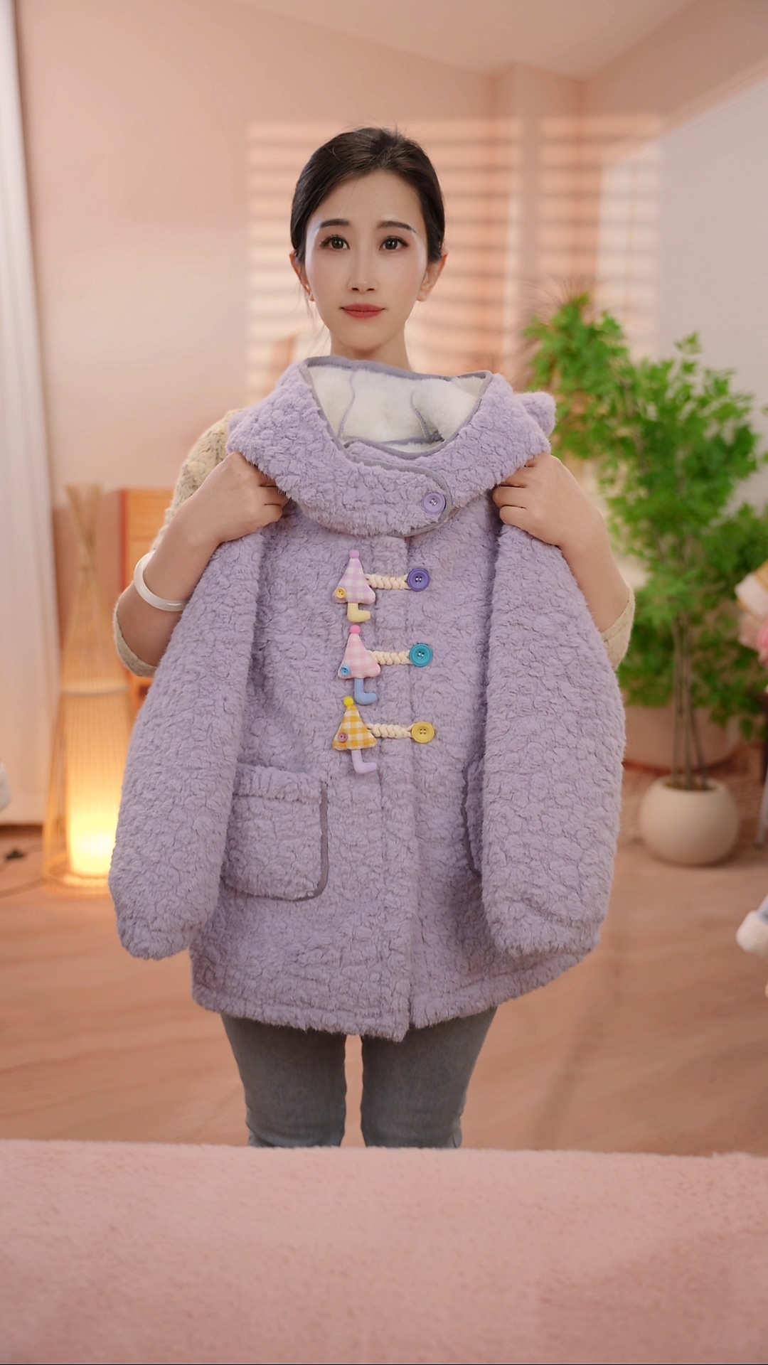 带拉链 SC832女童冬季加绒加厚韩版连帽毛毛衣外套