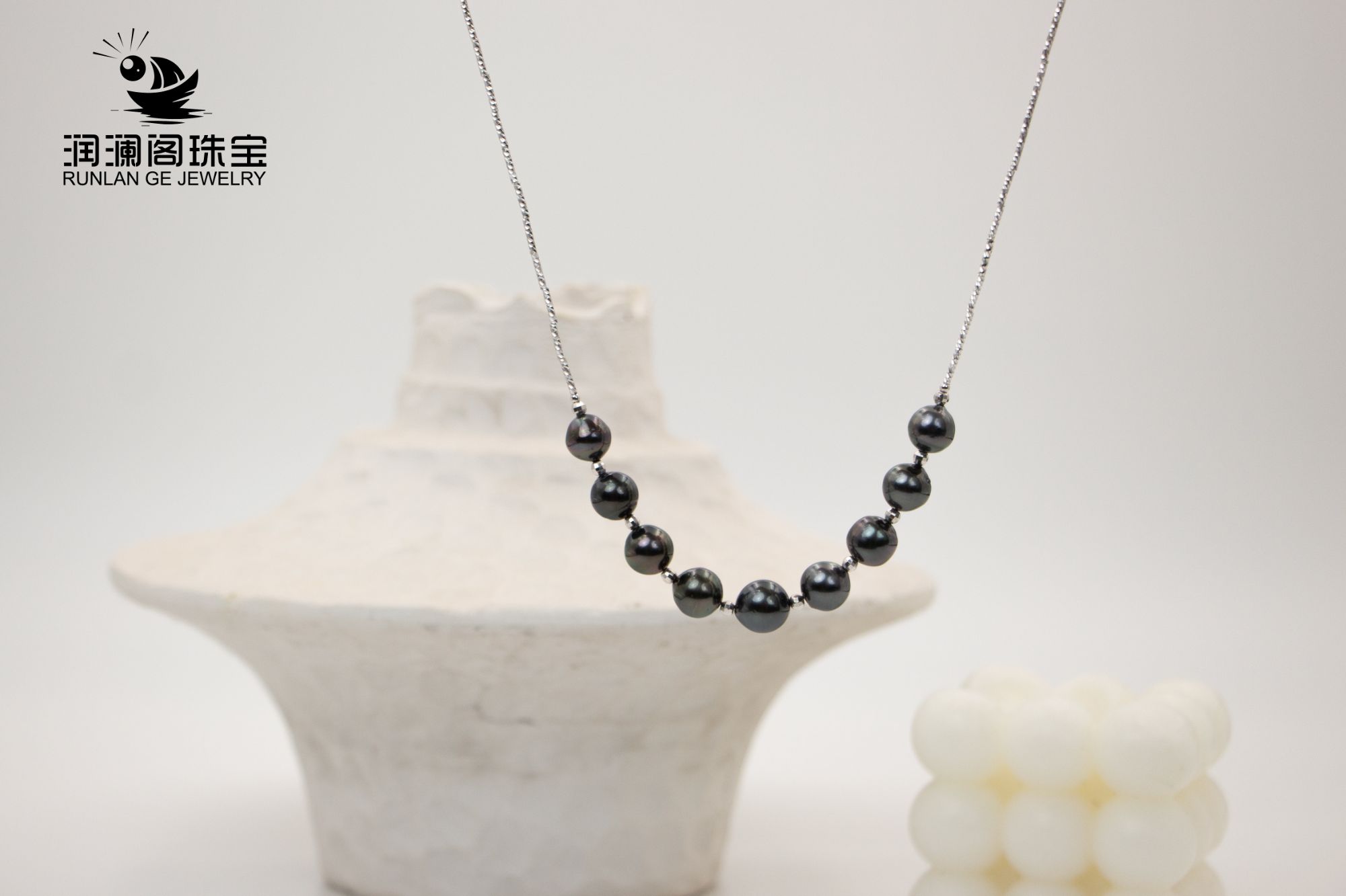 【润澜阁珠宝】大溪地黑珍珠项链正圆高级百搭秋冬贵气9.5mm