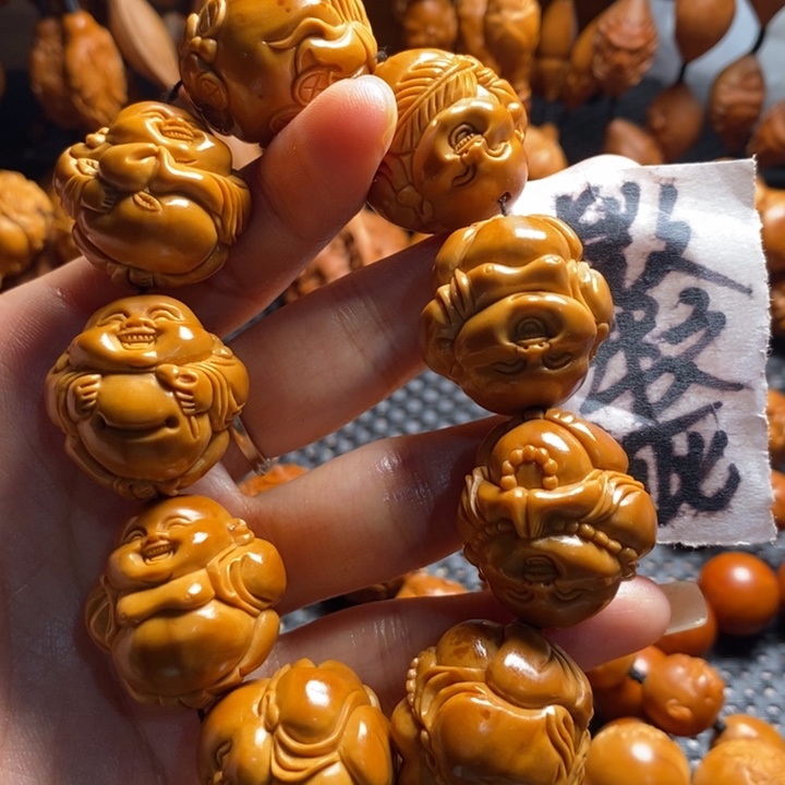 吊坠橄榄核勤*微上色精品弥勒