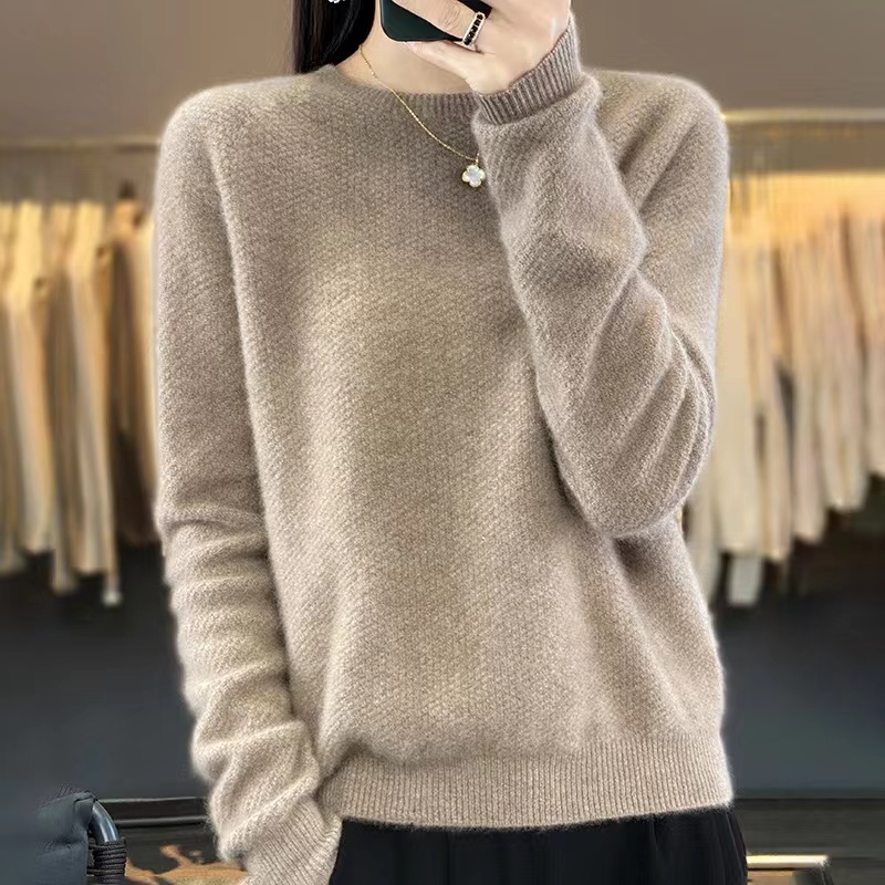 桂花针一线成衣圆领100羊毛衫显瘦打底衫NS2367