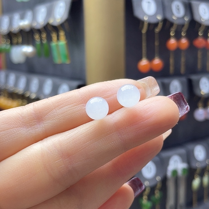 和田玉耳饰18K金镶嵌